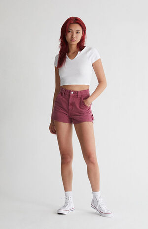 Mauve Utility Straight Leg Denim Shorts image number 4