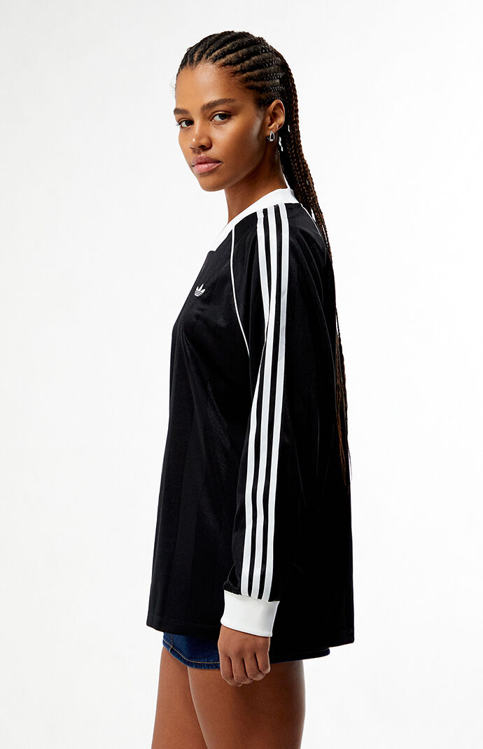 adidas Black 3-Stripes Jacquard Long Sleeve Jersey
