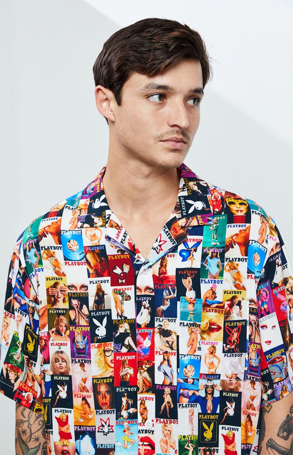 Playboy By PacSun Cover Collage Camp Shirt PacSun