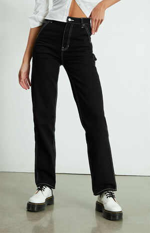 Black Cargo Boyfriend Carpenter Pants image number 3