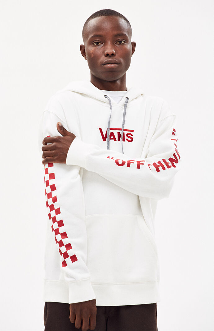 vans striped drop v white hoodie