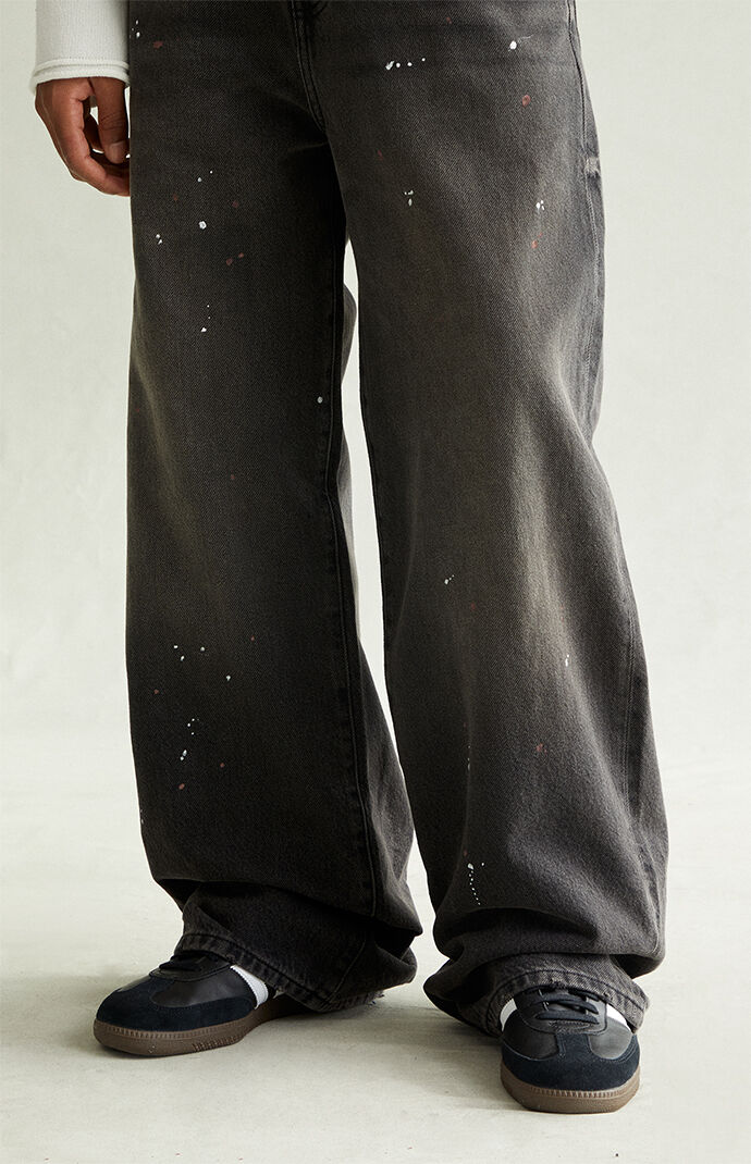 Pacsun Blake Extreme Baggy Jeans Paint Splatter Faded Black | Pacsun