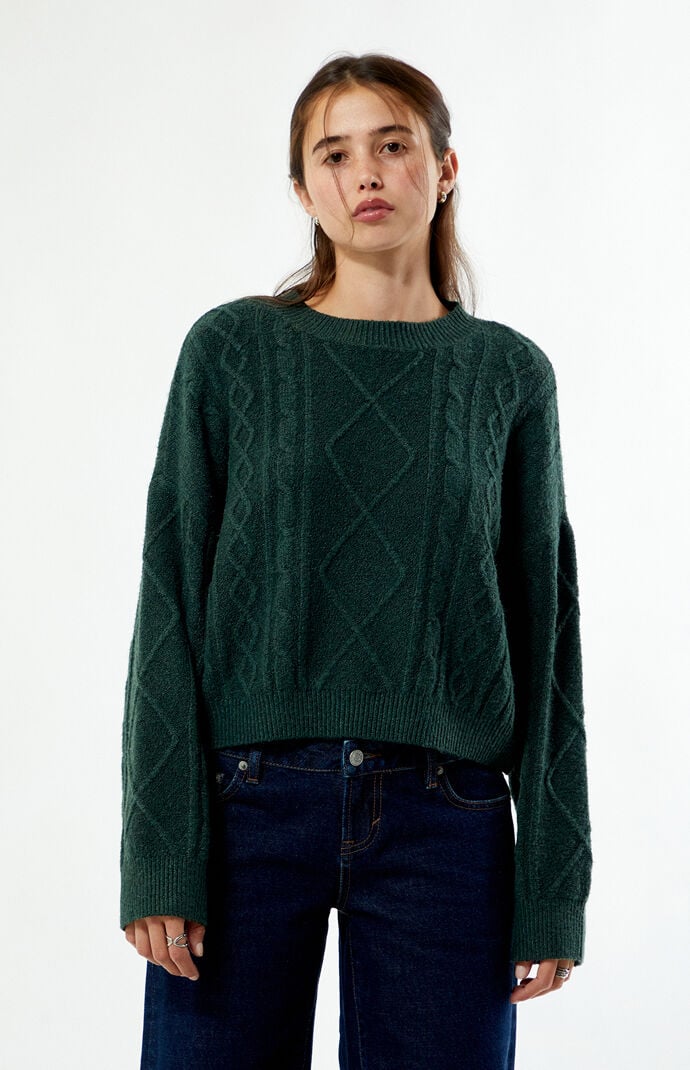 LA Hearts Cable Knit Cozy Crew Neck Sweater