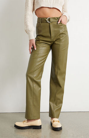 Faux Leather Belted '90s Boyfriend Pants image number 2