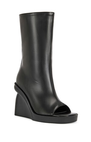 Women's Nolia Black Wedge Peep Toe Booties image number 2
