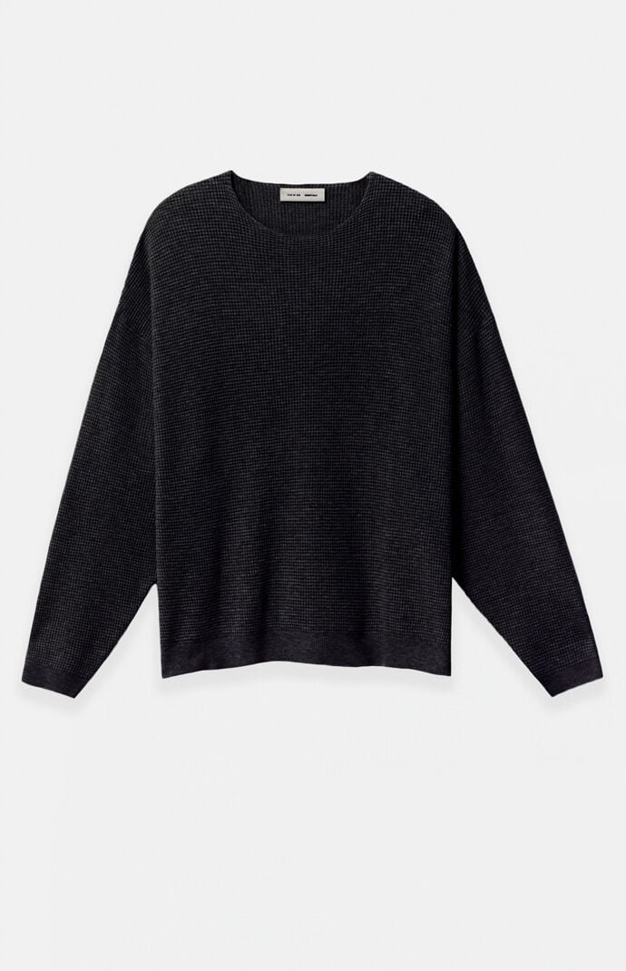 Fear of God ESSENTIALS Jet Black Waffle Knit Long Sleeve T