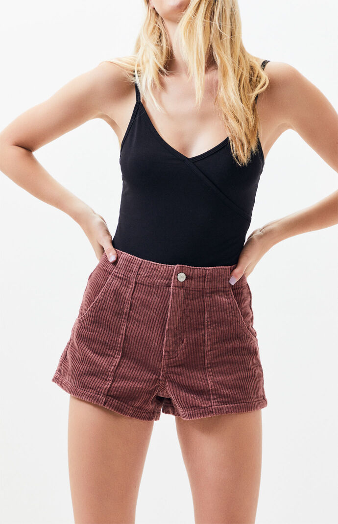 Pink cord shorts Sale