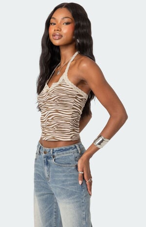 Zebra Printed Halter Top image number 4