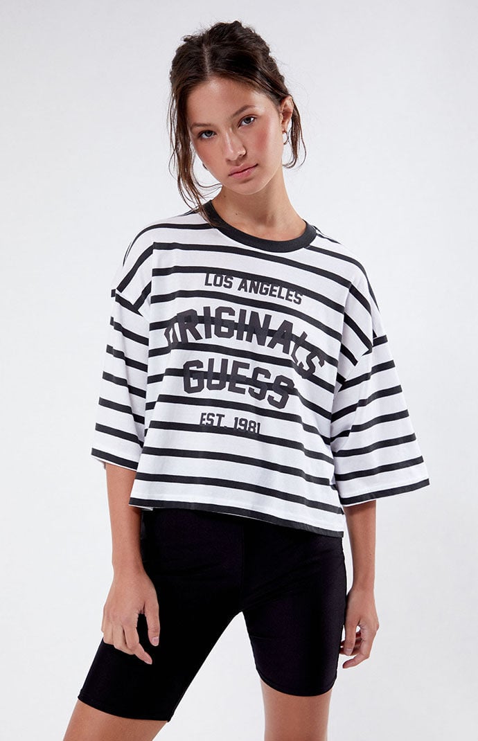 Womens guess cheap striped t shirt