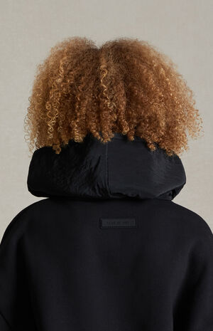 Essentials Jet Black Nylon Fleece Hoodie image number 4