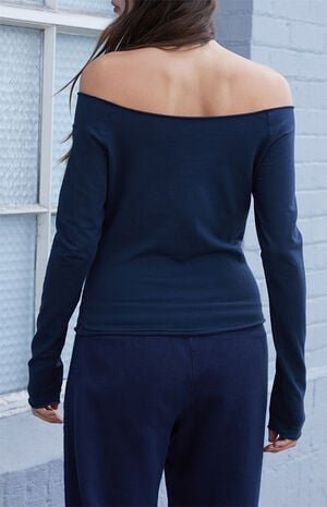 Navy Bonnie Off-The-Shoulder Top image number 3