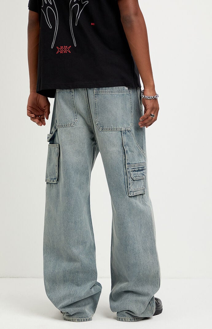Pacsun Blake Extreme Baggy Jeans Carpenter Medium Blue Tint