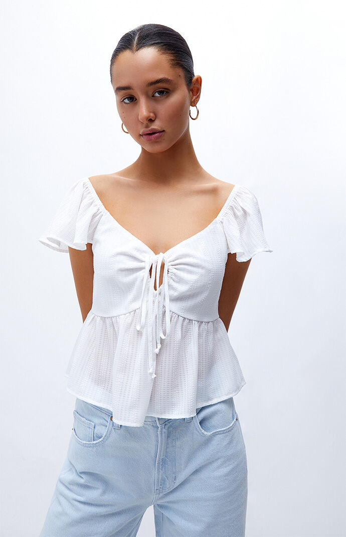 LA Hearts Short Sleeve Keyhole Babydoll 