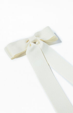 Cream Ribbed Double Loop Bow Barrette image number 2