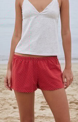 Red Polka Dot Emery Lounge Shorts image number 2