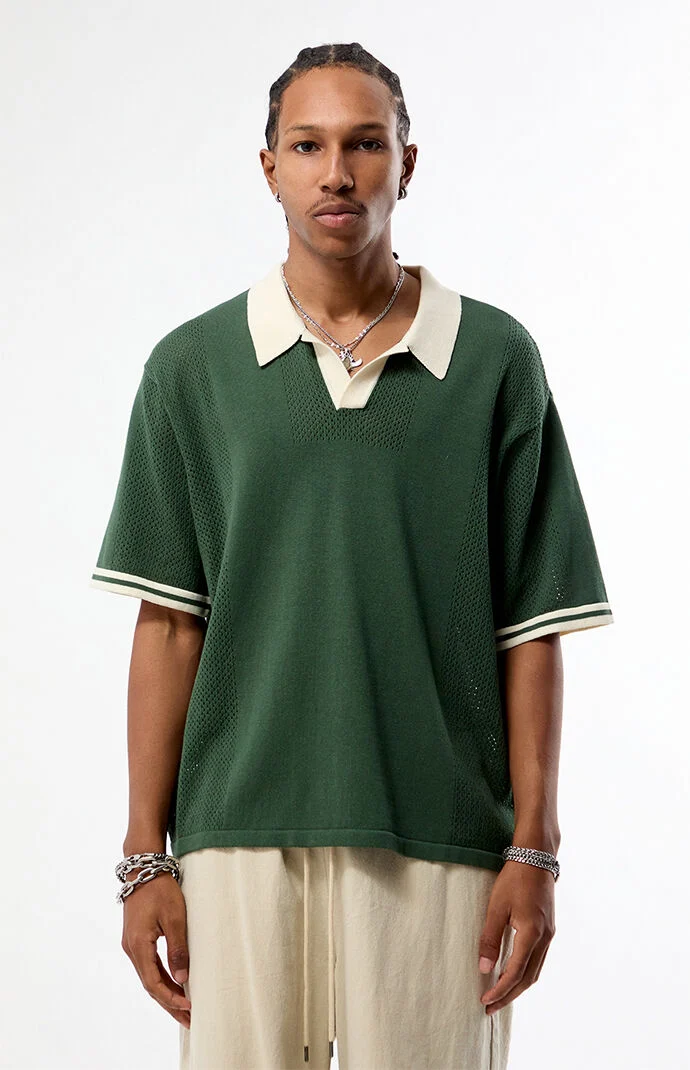 Pacsun Green Solid Polo Shirt