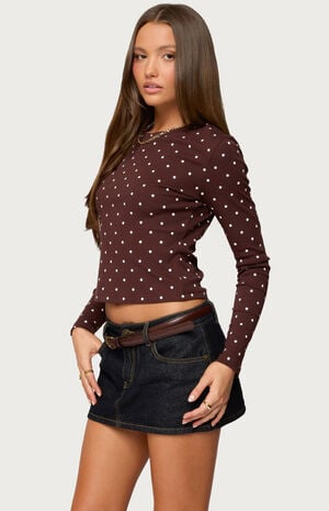 Daliya Polka Dot Long Sleeve Top image number 2