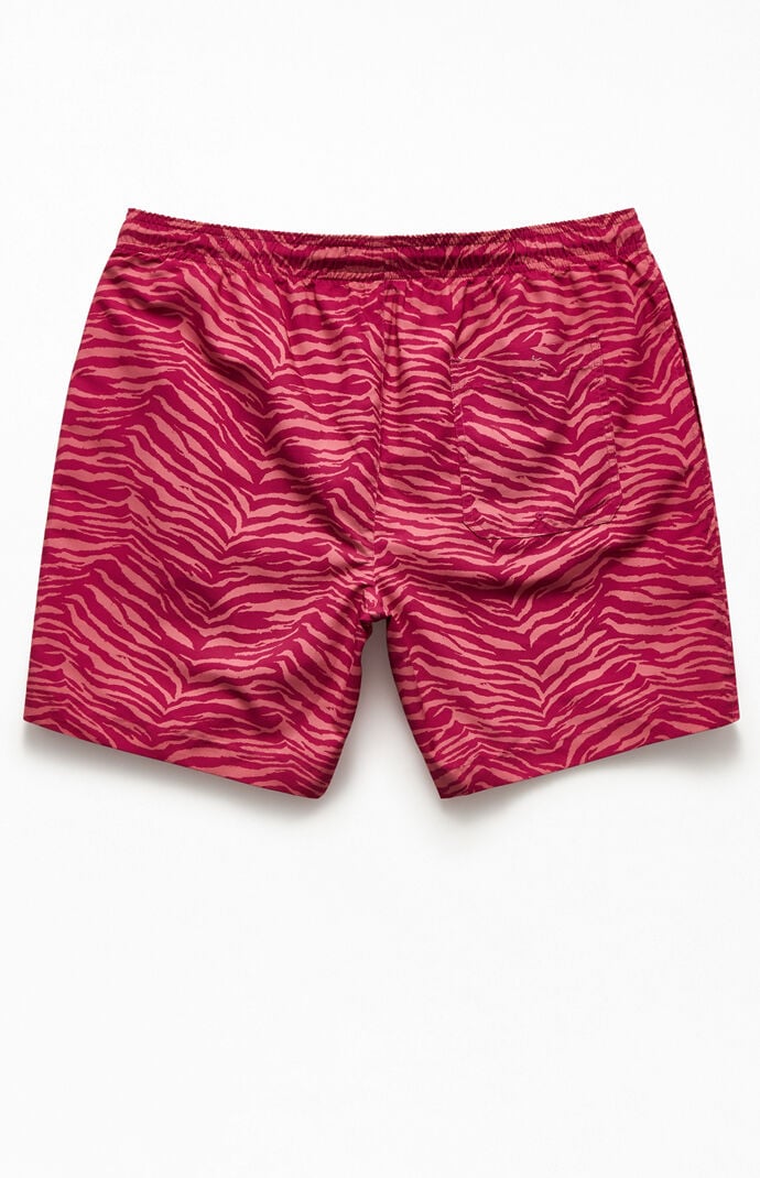 Pink Tiger Print 17" Swim Trunks