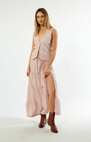 Lola Checked Tiered Maxi Skirt image number 2