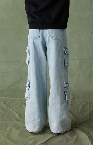 Light Blue Baggy Cargo Jeans image number 4