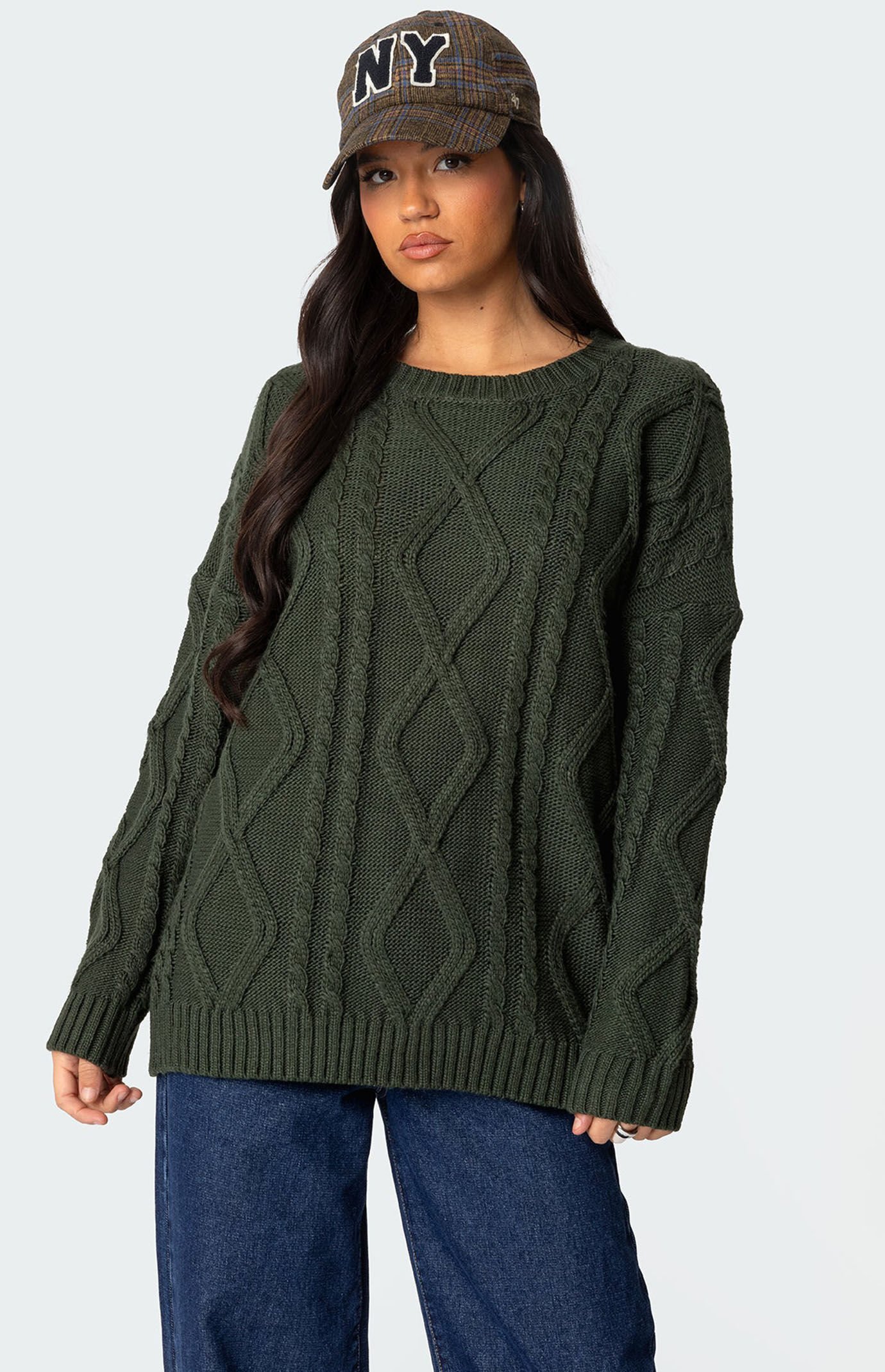 Edikted Kennedy Oversized Cable Knit Sweater