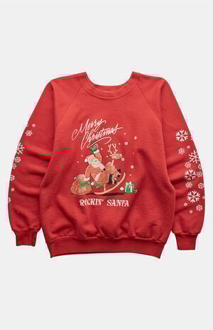 '90s Merry Christmas Rockin' Santa Crew Neck Sweatshirt image number 1