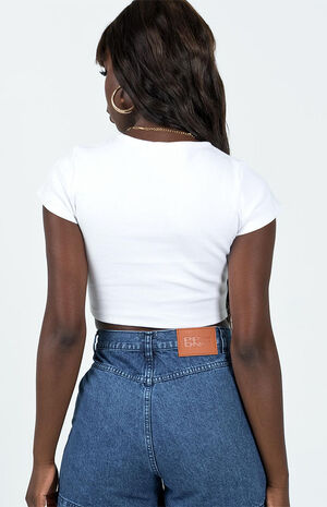 Organic White Classic Cropped T-Shirt image number 3