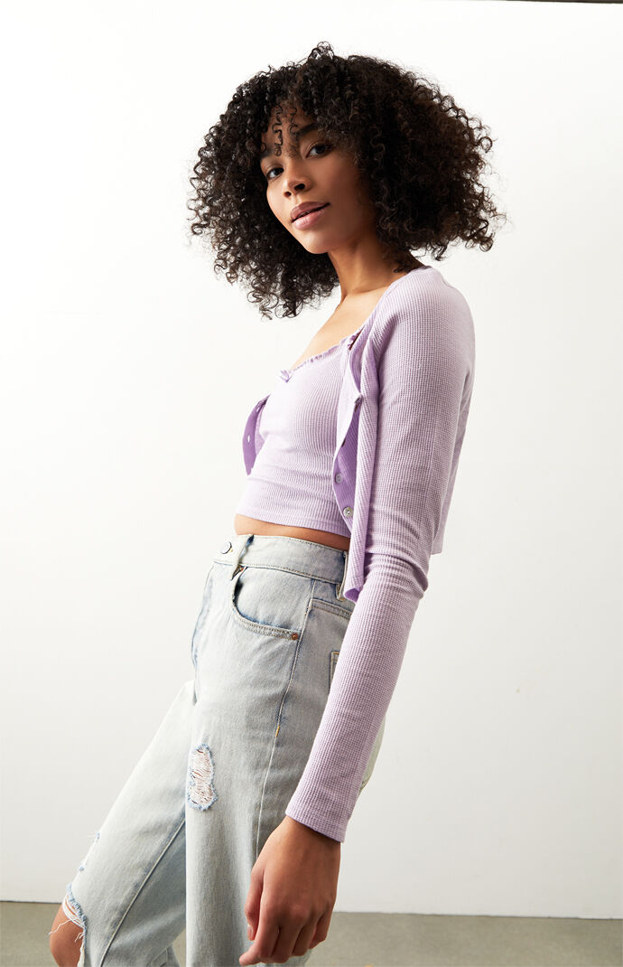 Brie Waffle Tank Top & Cardigan Set