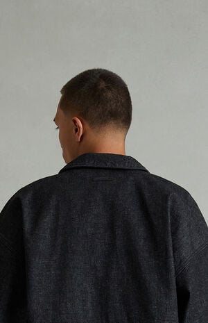 Vintage Black Denim Cropped Work Jacket image number 5