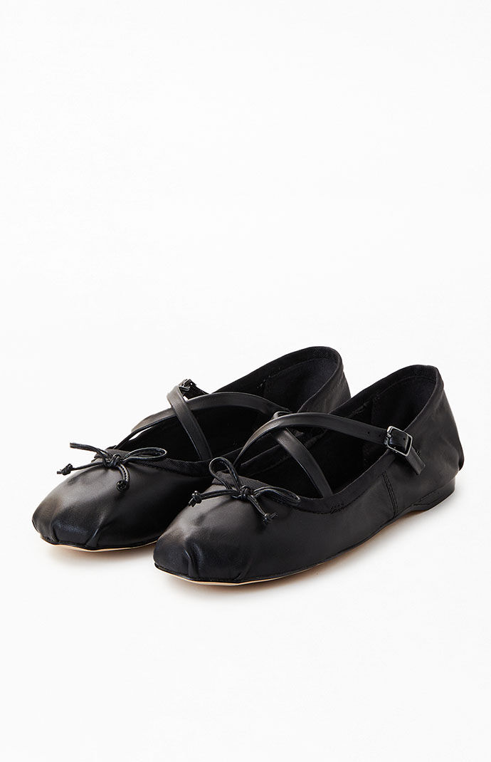 CIRCUS NY Women's Black Zuri Strap Ballet Flats | PacSun