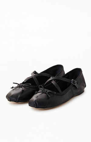 Women's Black Zuri Strap Ballet Flats image number 2