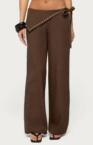 Avery Studded Foldover Straight Leg Pants image number 1