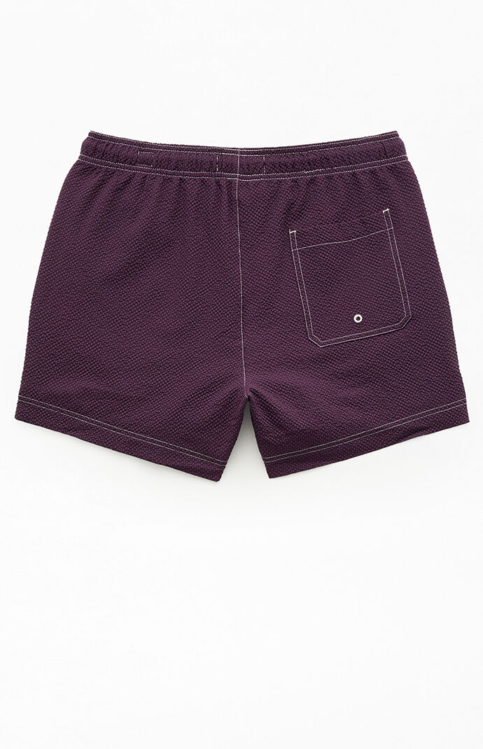 Pacsun Plum Cursive Contrast Stitch 4.5" Swim Trunks