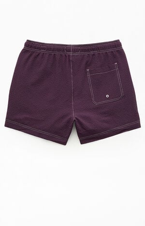 Plum Cursive Contrast Stitch 4.5" Swim Trunks image number 2