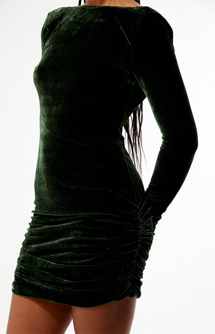 MINKPINK Sonja Velvet Open Back Long Sleeve Mini Dress