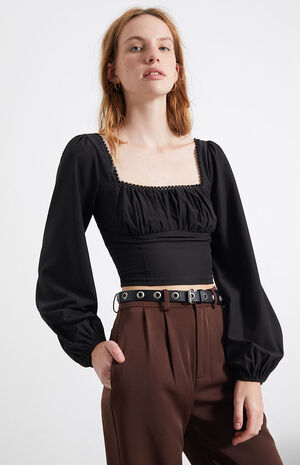 Bustier Woven Long Sleeve Top image number 1