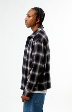 Black & Purple&nbsp;Plaid Long Sleeve Flannel Shirt image number 3