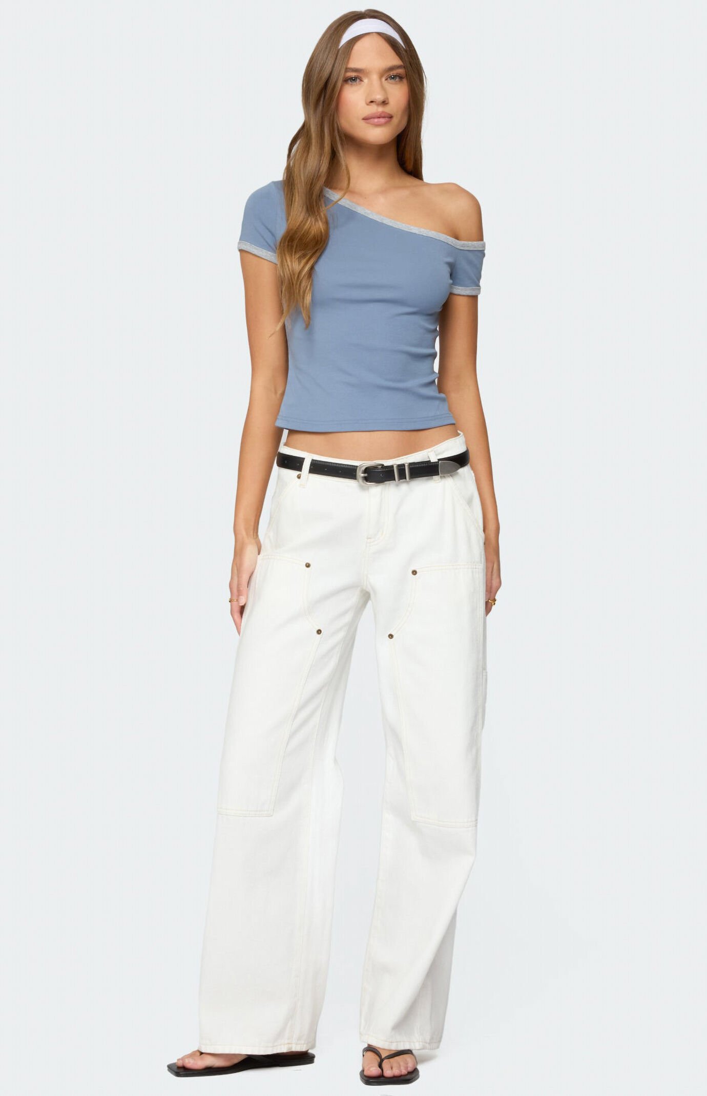 Edikted Lorna Contrast Off Shoulder Top