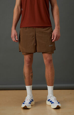 Active Brown Ripstop Running Shorts image number 2