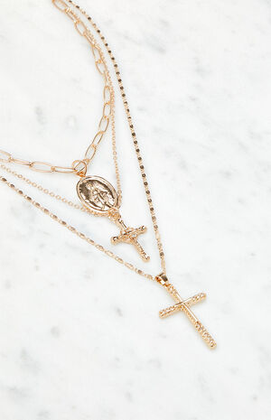 Cross Charm Layered Necklace image number 2