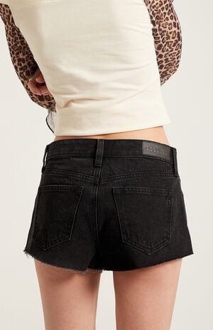 Jamie Denim Micro Shorts Raw Cut Black image number 5