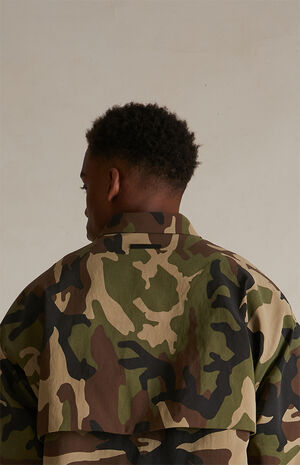 Woodland Camo Military Nylon Overshirt Jacket image number 5