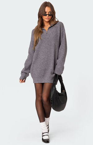 Quarter Zip Knit Mini Dress image number 3