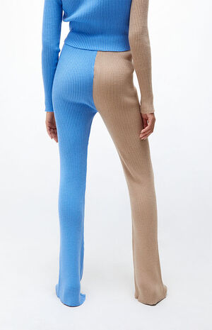 Blue & White Colorblocked Leggings image number 3