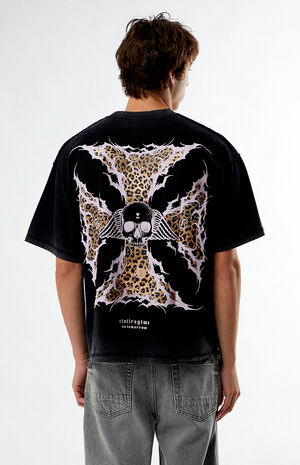 x Civil Active Leopard Iron Skull Ripped Oversized T-Shirt image number 5