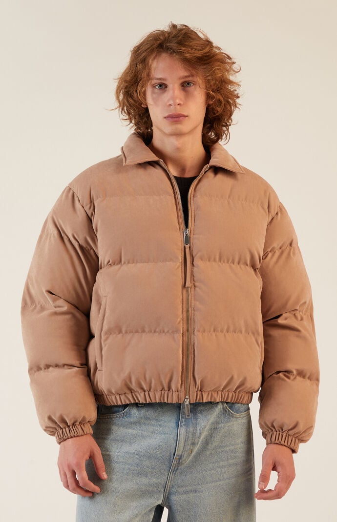 Men s Taupe Coaches Puffer Jacket Size Xs