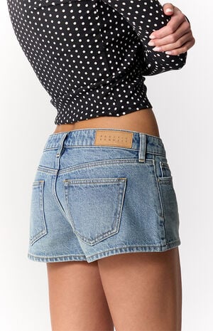 Jamie Low Rise Jean Micro Shorts Light Blue image number 5