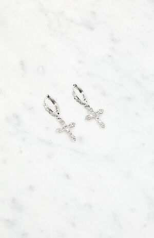 Cross Hoop Earrings image number 2