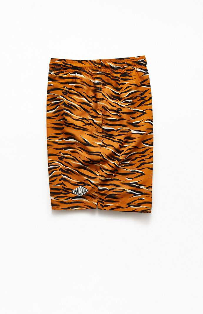 Tiger Print 17" Swim Trunks