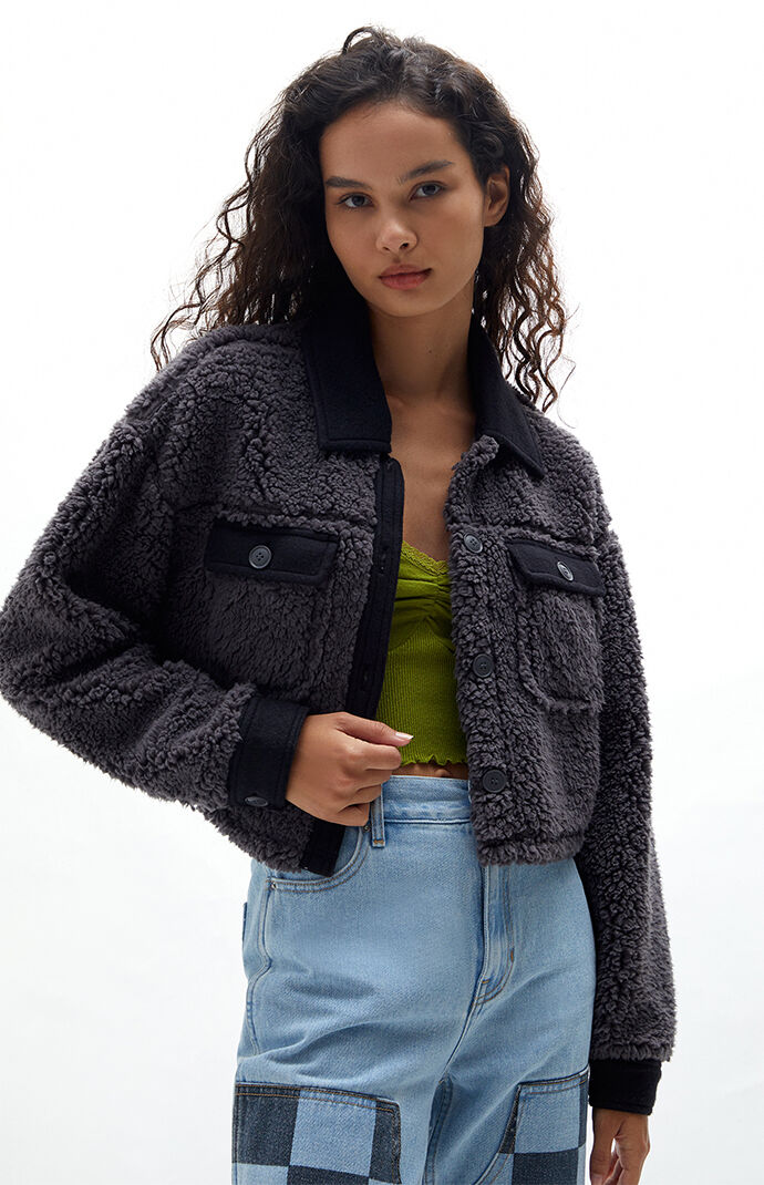 black cropped shacket